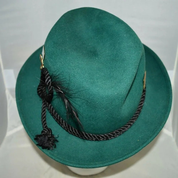Green Wool Yodeler Alpine Fedora Hat with Pins main image 5